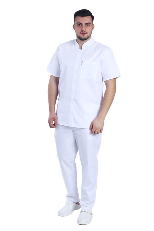 Bela medicinska obleka v obliki tunike