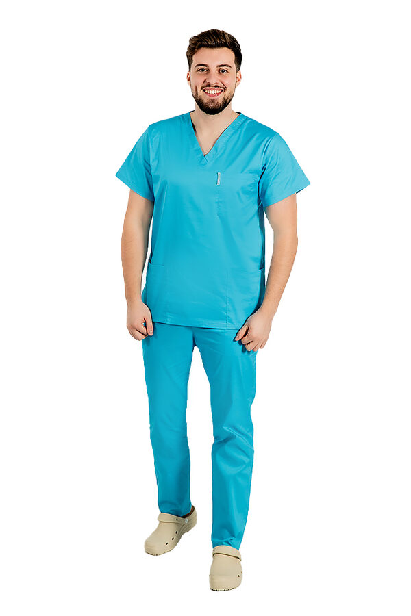 Moška medicinska obleka z elastanom, turkizna barva
